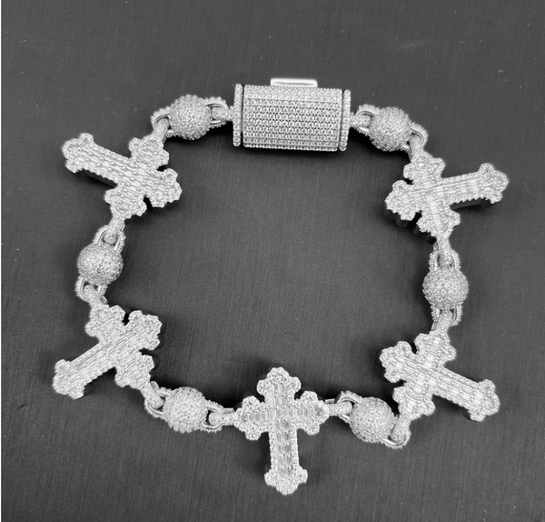 Pave Cross Charm Bracelet
